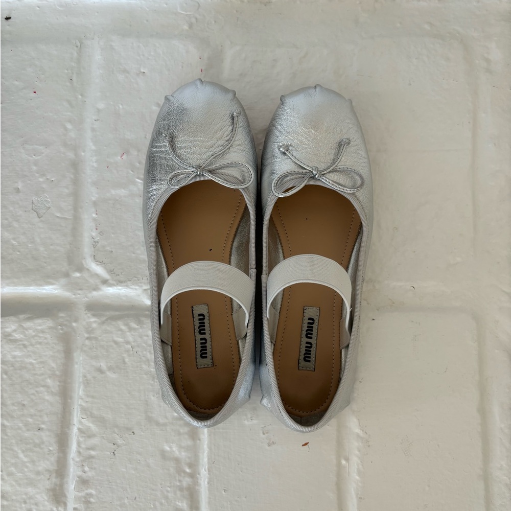 Silver Leather Mary Jane Ballerina